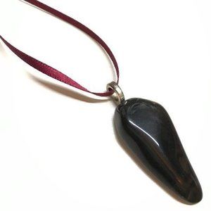 Handmade gemstone pendant black necklace chakra Natural stone streetwear